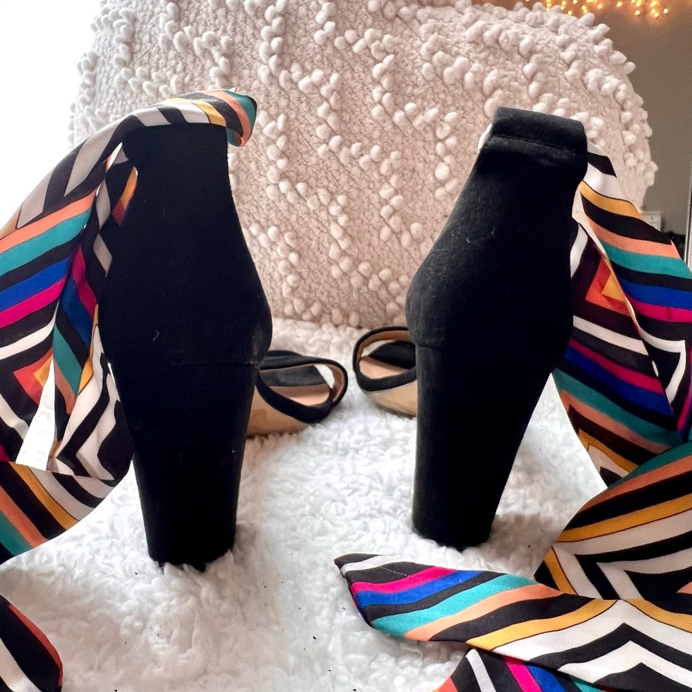 INC Ankle Ribbon Tie Heels Multicolor Sz 9 - Picture 3 of 5
